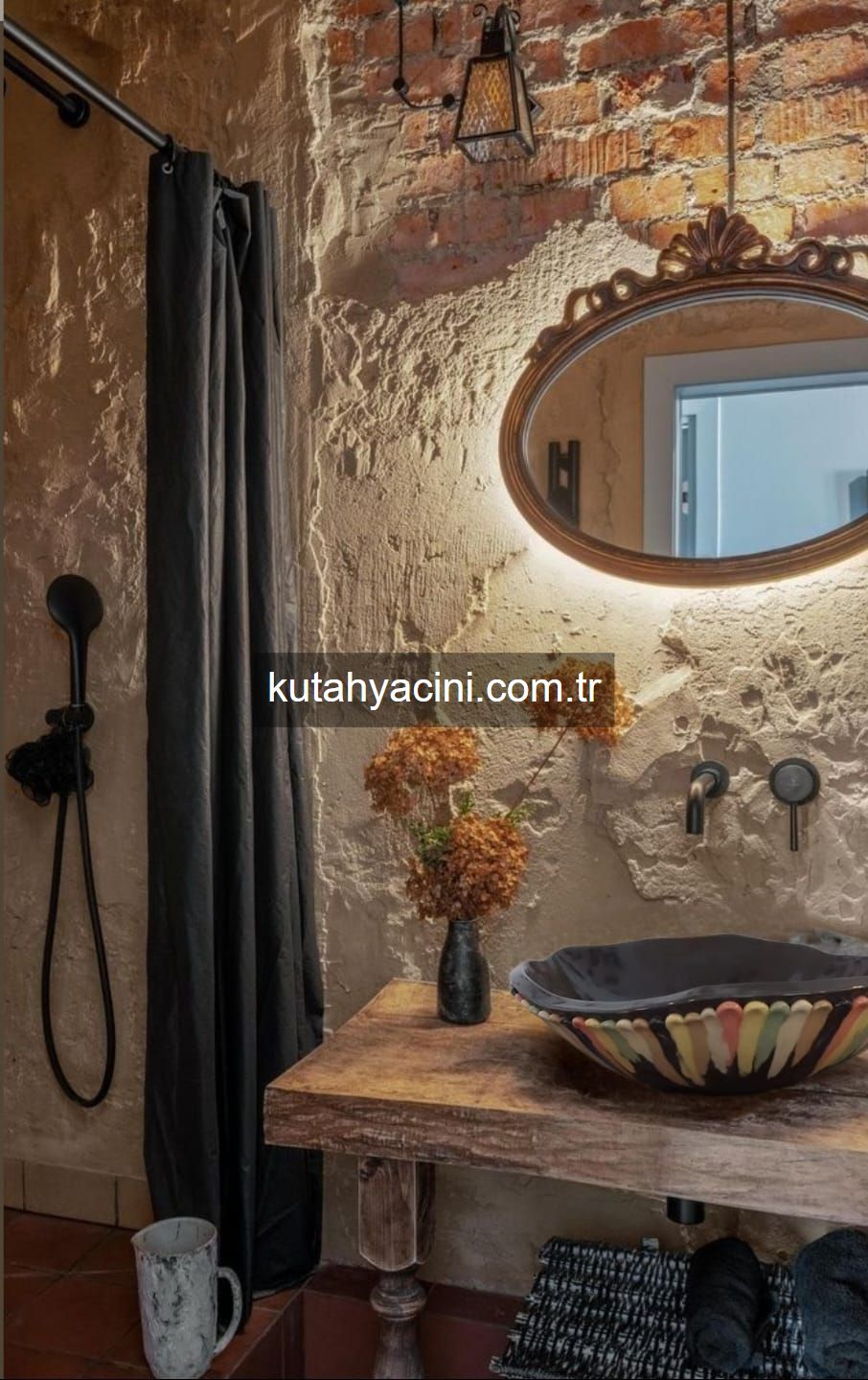 Porselen El Dekor Çinili Lavabo-102 İstenilen Ebatta 50-60cm ye Kadar yapılabilir